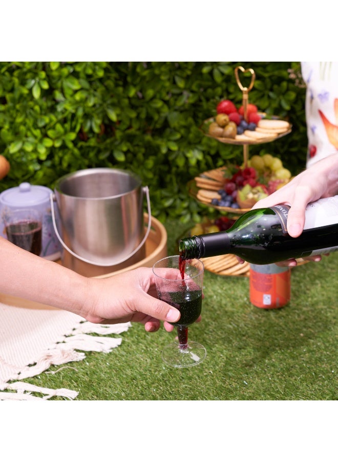 بواو كؤوس نبيذ أنيقة من البلاستيك الصلب الشفاف مع لمعة فضية من BOAO 50 (6 أونصات) - كؤوس متينة وقابلة لإعادة الاستخدام للكوكتيلات والحلويات - أعياد الميلاد وحفلات الزفاف وعيد الميلاد والشواء والنزهات والحفلات - Image 5