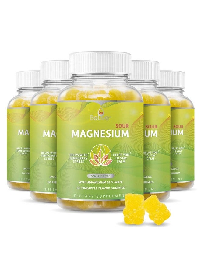 BeLive جواهر المغنيسيوم من بي لايف 200 ملغ - 60 حبة | مكملات المغنيسيوم جليسينات للاسترخاء، تخفيف التوتر، والنوم للبالغين والأطفال - بنكهة الأناناس اللذيذة والحامضة - Image 1