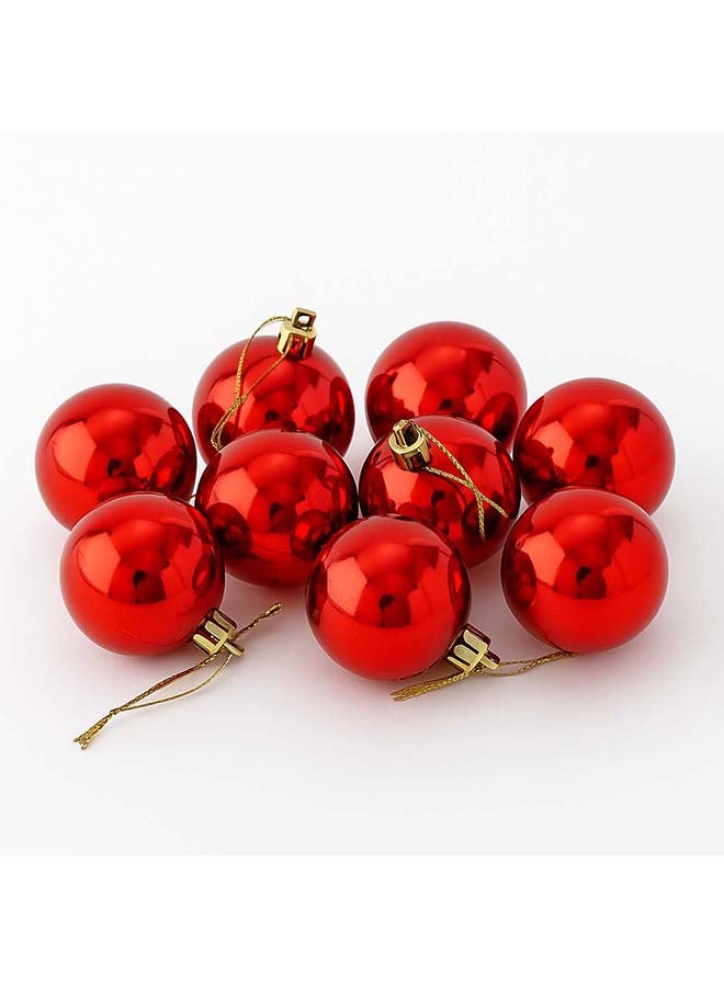 6 قطع زينة شجرة عيد الميلاد الكلاسيكية الحمراء - كرات زخرفية غير قابلة للكسر مع خيوط ذهبية - Image 1