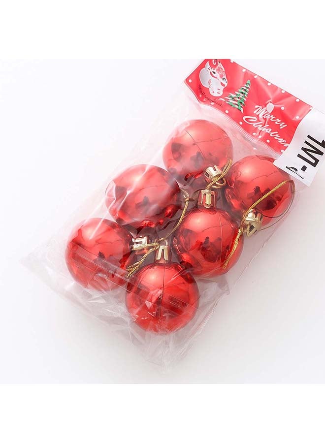6 قطع زينة شجرة عيد الميلاد الكلاسيكية الحمراء - كرات زخرفية غير قابلة للكسر مع خيوط ذهبية - Image 2