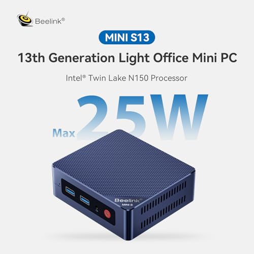 Beelink Mini PC, MINI S13 Intel Twin Lake N150 (Upgraded N100, 4C/4T), Mini Computer 16GB DDR4 RAM 500GB M.2 SATA SSD, Desktop PC Dual HDMI 4K UHD/2.5G Ethernet/WiFi6/BT5.2/W11 Home/HTPC - Image 2