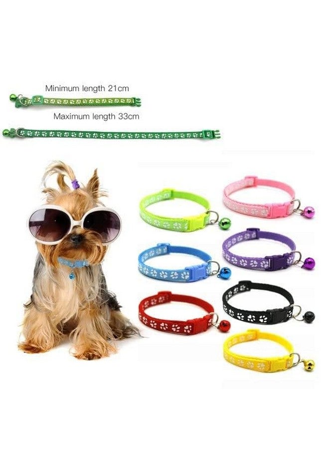 10 Mm Cat Nylon Collar Belt With Plastic Adjustable Buckle | Paw Print Basic Pet Collar With Bell For Training/Exercising & Walking Dogs And Puppies - Image 5