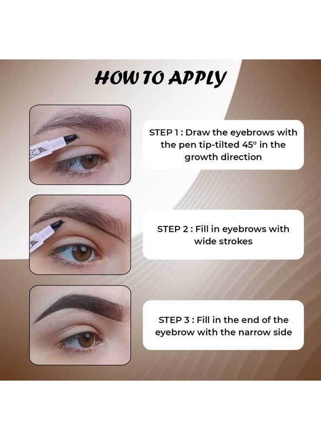INCOLOR - Ic083 4 Forked Long Lasting Fashion Eyebrow Pencil | With Precision Applicator | Micro-Fork Tip, Fine Sketch | Smudge-Proof Long Wear Natural Looking (Brown) - Image 1