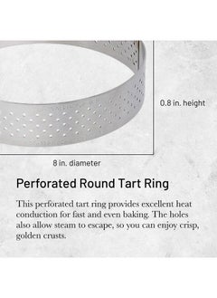 De Buyer Perforated Round Tart Ring 8” Diameter 0.8” Height Perfect For Baking Beautifully Crisp Tarts Easy To Use & Clean Made In France  - Image 3