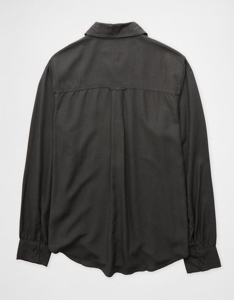 American Eagle AE Bestie Long-Sleeve Button-Up Shirt - Image 4