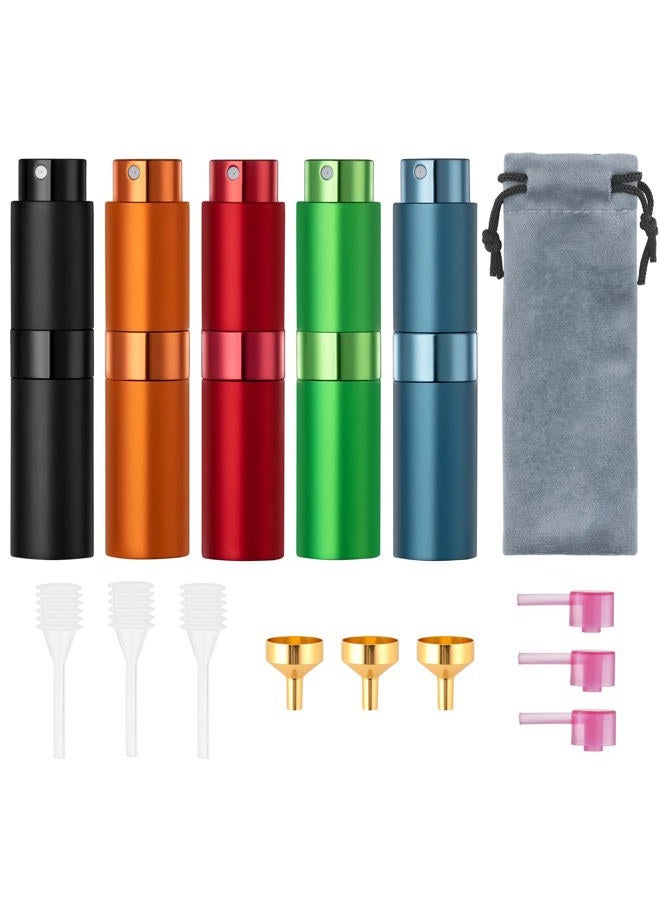 Tekson 5PCS 8ml Travel Perfume Atomizer Refillable, Mini Cologne Spray Bottle Empty, Small Aftershave Sprayer for Liquid Dispenser (Five Colors) - Image 1