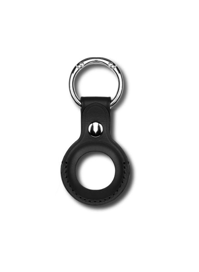 Devia Leather Secure Holder with Key Ring for AirTag – Black - Image 1