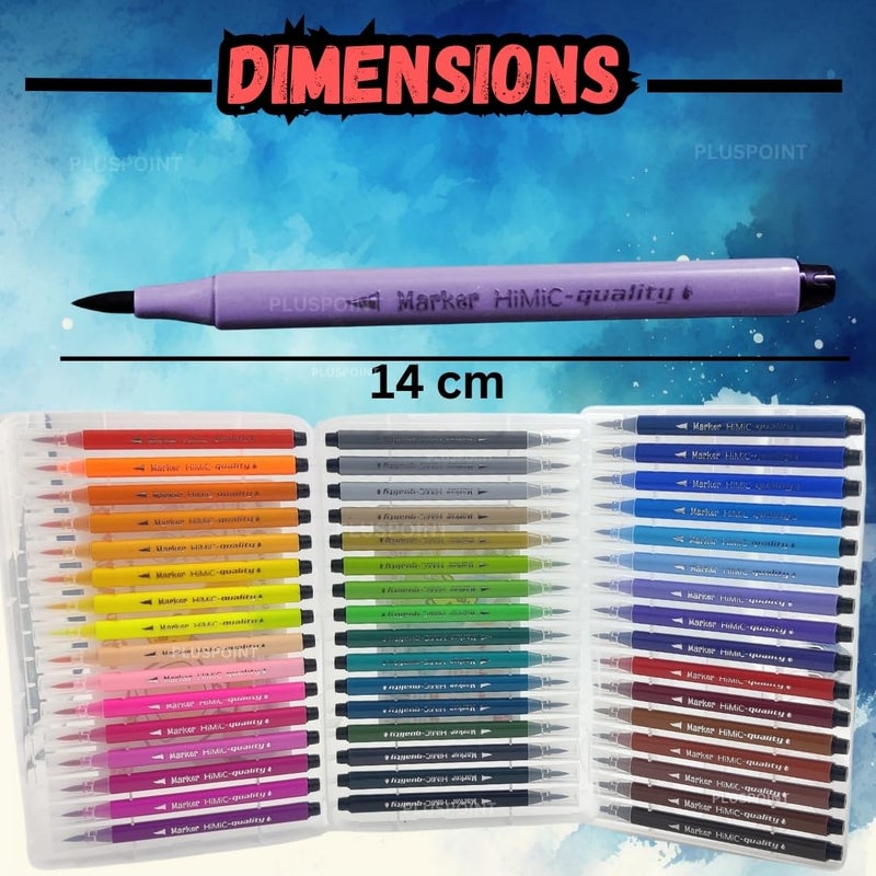 PLUSPOINT 48 Brush Pen Markers Set Soft Tip Color Pens with Flexible Writing Tip Water Based Ink Calligraphy Pens Bullet Journals Markers for Adult Coloring Writing Planner Art Supplier - Image 4