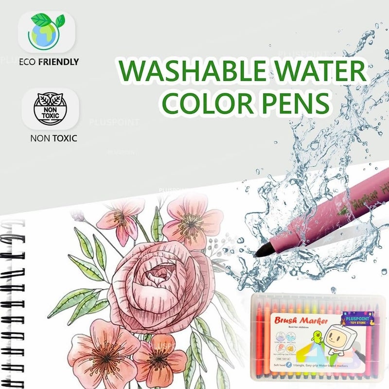 PLUSPOINT 48 Brush Pen Markers Set Soft Tip Color Pens with Flexible Writing Tip Water Based Ink Calligraphy Pens Bullet Journals Markers for Adult Coloring Writing Planner Art Supplier - Image 5
