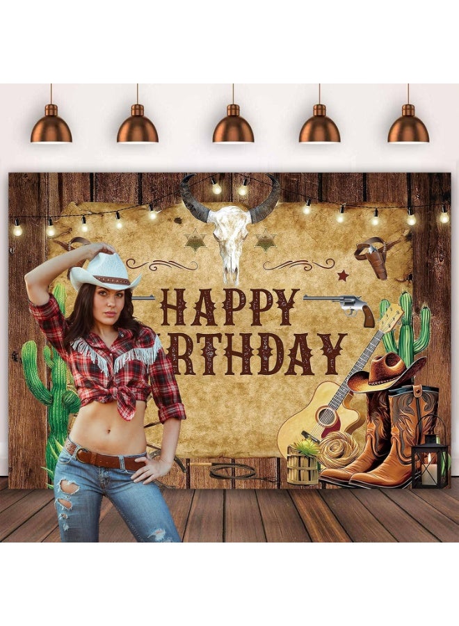 ARS Wild West Western Cowboy Birthday Backdrop – Rustic Wooden Barn House Theme Banner for Newborn Baby Shower, Birthday Party, Event Decoration, Photographic Booth Studio Photo Background, Durable Polyester Fabric for Indoor & Outdoor Use - Image 5