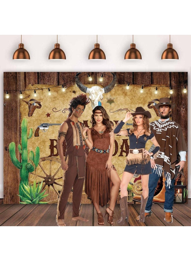 ARS Wild West Western Cowboy Birthday Backdrop – Rustic Wooden Barn House Theme Banner for Newborn Baby Shower, Birthday Party, Event Decoration, Photographic Booth Studio Photo Background, Durable Polyester Fabric for Indoor & Outdoor Use - Image 4