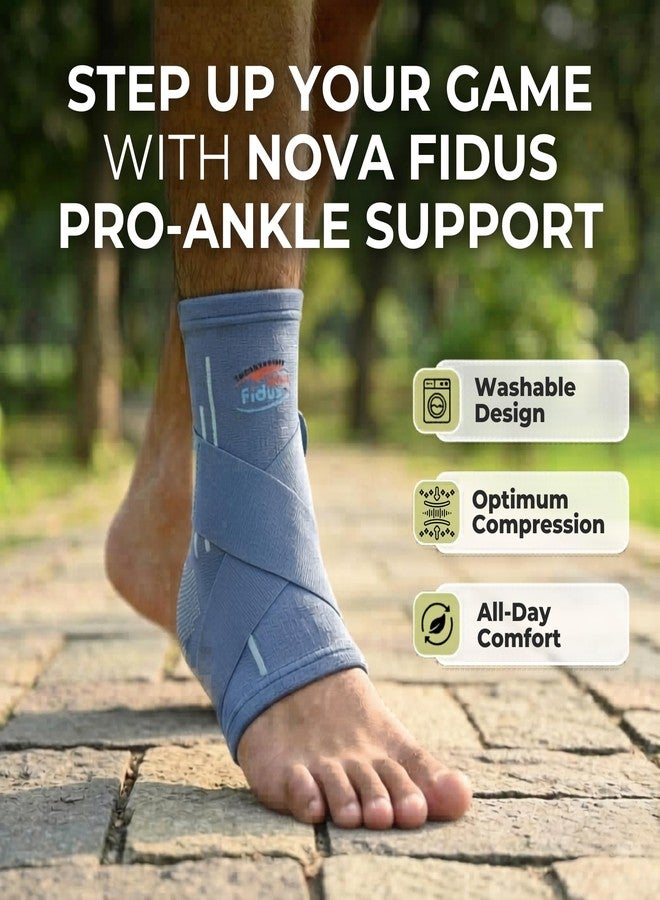 FIDUS Ankle Support Brace for Pain Relief, Sprains & Swelling | Compression Ankle Binder with Adjustable Straps | Nylon-Cotton Blend – Medium (M, Gray Green) - Image 5
