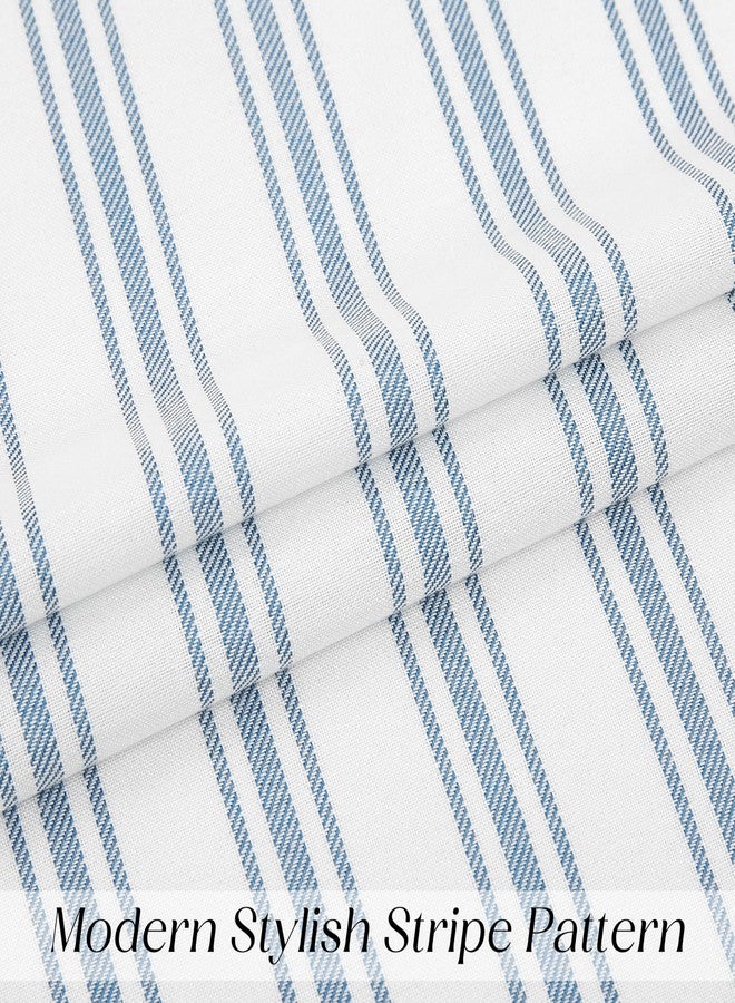 ZJDECOR White Farmhouse Kitchen Curtains, Cotton Blend Tiered Curtain with Blue Stripes, Light Filtering, Country Cafe Curtains for Kitchen, Bathroom, RV, Window, Rod Pocket, 27" W x - Image 5