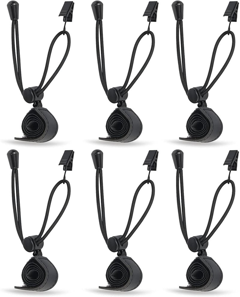 SHOPEE 6 Packs Background Backdrop Clips Clamps Holder with 9.05 inches/23 Centimeters Adjustable Elastic Cord for Photo Video Studio Photography (Silver) - Image 1