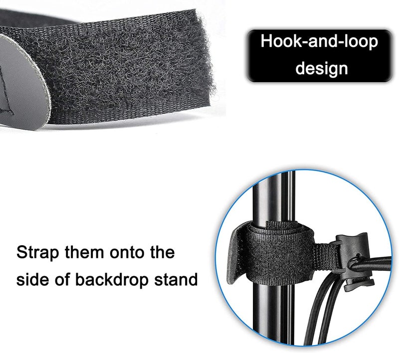 SHOPEE 6 Packs Background Backdrop Clips Clamps Holder with 9.05 inches/23 Centimeters Adjustable Elastic Cord for Photo Video Studio Photography (Silver) - Image 4