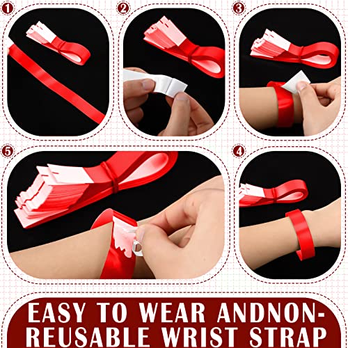 Tudomro 2400 Pack Neon Paper Wristbands Bulk - Waterproof, Lightweight, Adhesive - Concert, Events, Party for Hand Wrist Arm Identification(Red) - Image 3