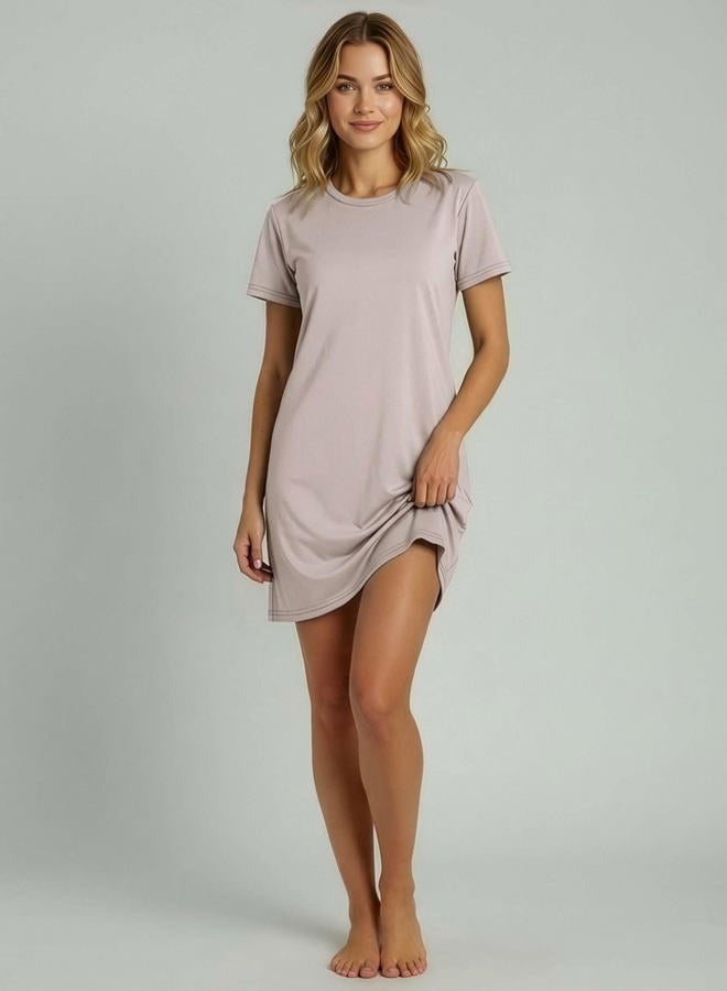 REALESSENTIALS Ladies SS Cotton Crew Knee Length Nightshirt- Set 5, L - Image 4