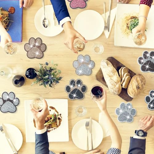YLOLUL 10 Pcs Dog Paw Shaped Diamond Painting Coasters Kits Cat Pet DIY with Holder for Beginners Adults and Kids Art Craft Supplies Gift… - Image 5
