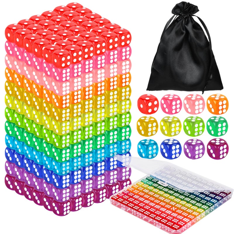 Seifar 120 Pcs Colored Dice Bulk Set 14 MM Polyhedral Dice 6 Sided Standard Dices with Storage Bag for Table Board Games Classroom Math Teaching - Image 2