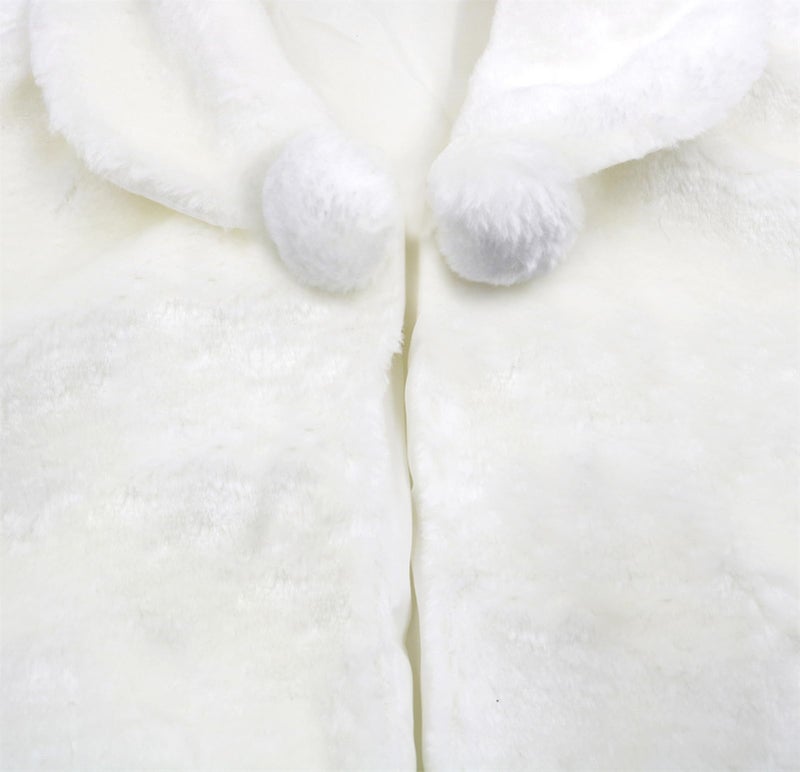 SK Studio Girls Princess Faux Fur Flower Bolero Shrug Party Wedding Dress Up White - Image 5