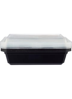 Hotpack Disposable Black Base, Bento, Food Storage, Microwavable Meal Prep Rectangular Container 8+2 FREE 38 ounce with Lid, Deepek and Thicker