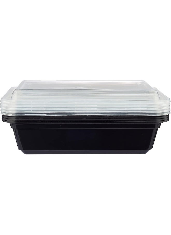 Hotpack - Hotpack Disposable Black Base, Bento, Food Storage, Microwavable Meal Prep Rectangular Container 8+2 FREE 38 ounce with Lid, Deepek and Thicker - Image 1