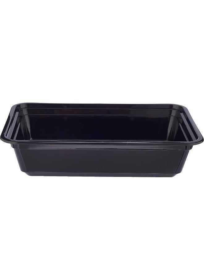 Hotpack - Hotpack Disposable Black Base, Bento, Food Storage, Microwavable Meal Prep Rectangular Container 8+2 FREE 38 ounce with Lid, Deepek and Thicker - Image 1