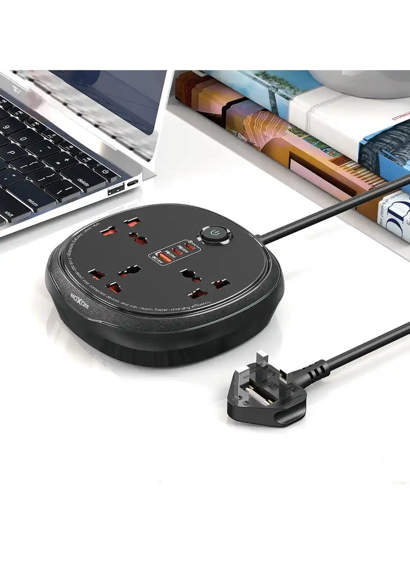MOXOM Moxom 6 in 1 2500W Power Strip with 3 Triple Outlets, 2 Type-C Ports and 1 USB Port (MX-ST26)  - Image 2