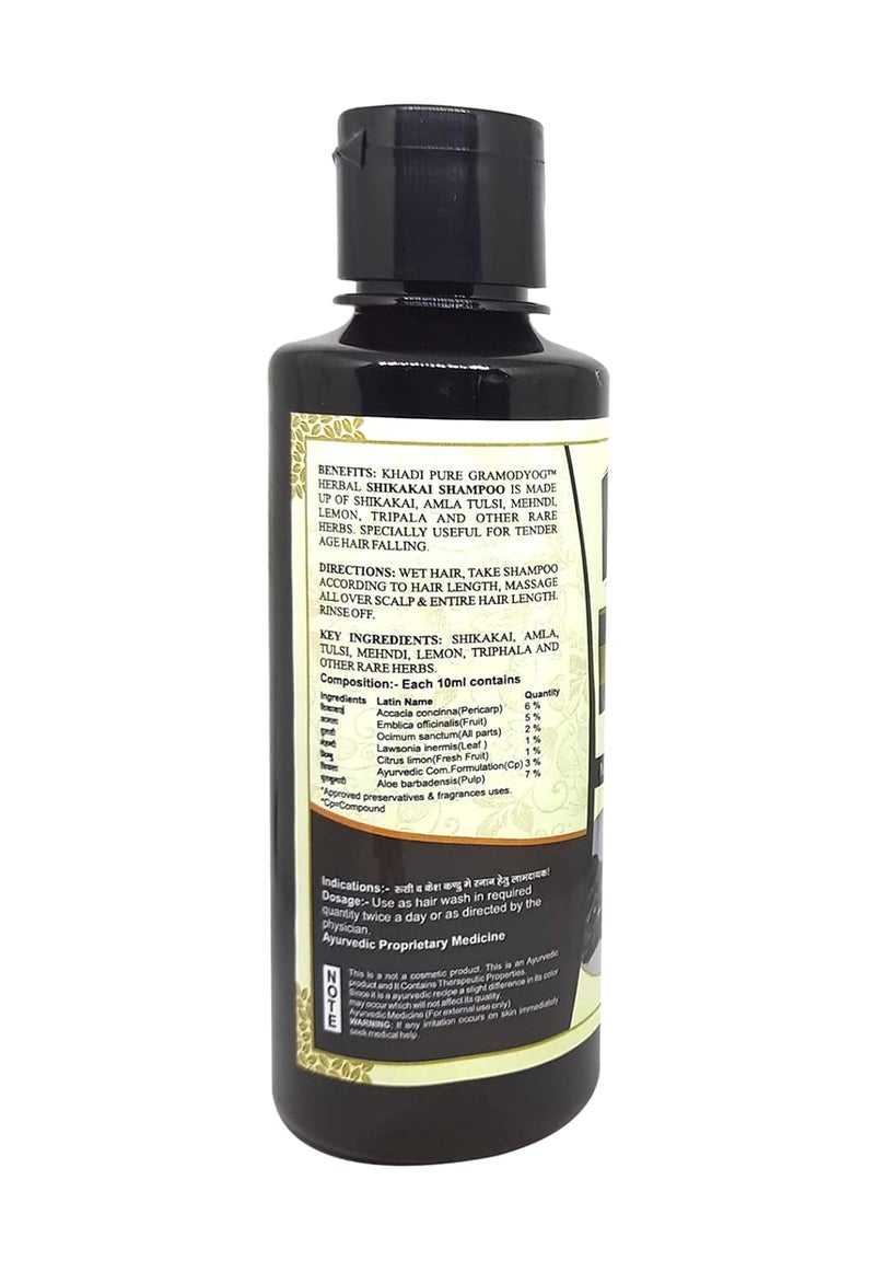Khadi Pure Gramodyog Herbal Shikakai Shampoo 210ml - Image 2