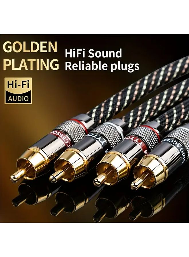 Heavy Duty Shielded 2RCA to 2RCA Audio Cable 2m Gold Plated for Amplifier TV Sound System - Image 1