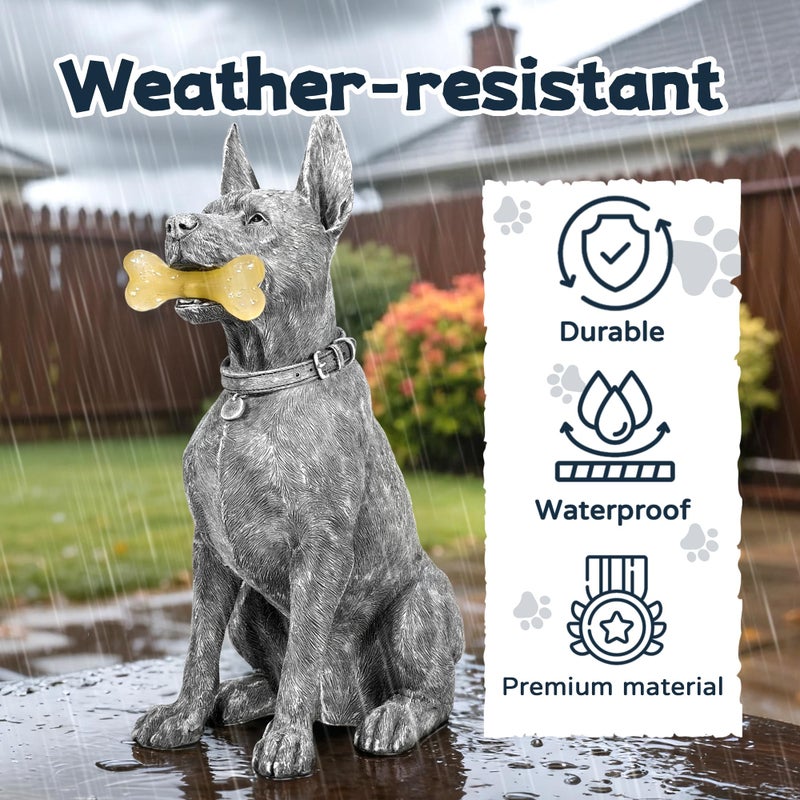 Miggley Dog Solar Garden Statue with LED Light - Outdoor Yard, Lawn, Patio Doberman Decor - Unique Birthday Housewarming Gift for Dad, Mom, Men, Women - Image 5