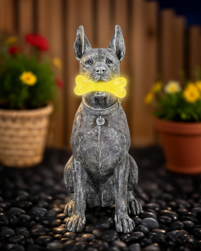 Miggley Dog Solar Garden Statue with LED Light - Outdoor Yard, Lawn, Patio Doberman Decor - Unique Birthday Housewarming Gift for Dad, Mom, Men, Women - Image 3