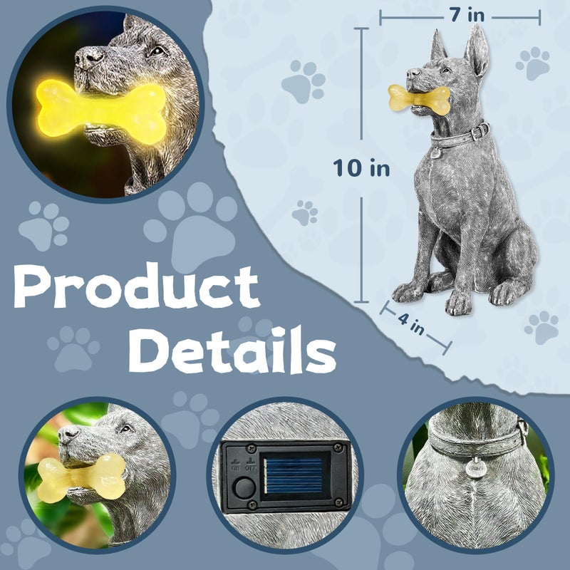 Miggley Dog Solar Garden Statue with LED Light - Outdoor Yard, Lawn, Patio Doberman Decor - Unique Birthday Housewarming Gift for Dad, Mom, Men, Women - Image 2