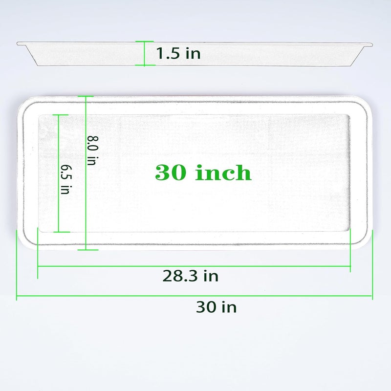 VUWEZ 2 Pack Plastic Plant Trays - Rectangular 30 inch, Indoor/Outdoor Plant Water Drip Trays for Flower Pot Planter, Windowsill (8 X 30'', Blue) - Image 2