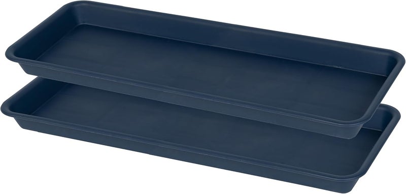 VUWEZ 2 Pack Plastic Plant Trays - Rectangular 30 inch, Indoor/Outdoor Plant Water Drip Trays for Flower Pot Planter, Windowsill (8 X 30'', Blue) - Image 1