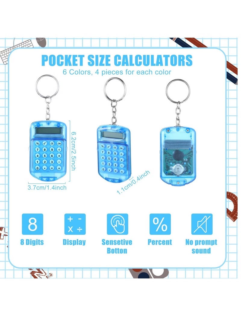 Generic 6 Pcs Mini Keychain Calculator for Kids Pocket Calculator Key Ring Tiny Clear Flip Small Portable Calculator 8 Digit Electronic Cute Basic Calculator Keychain for Students  - Image 5