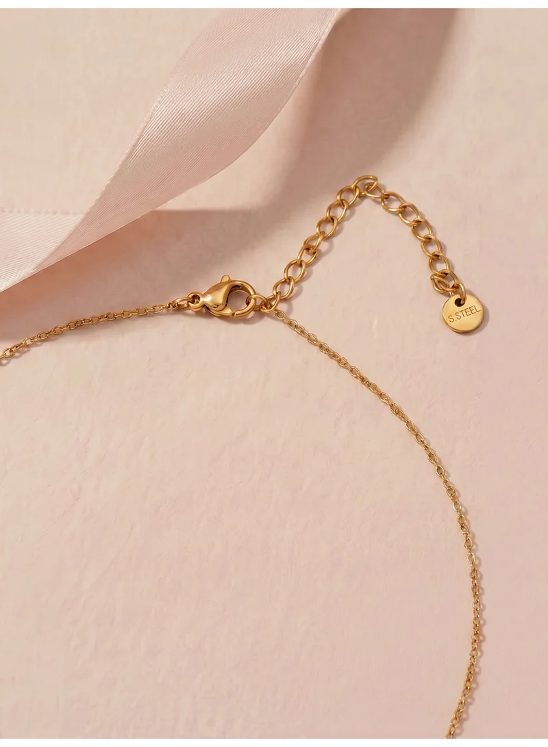 Palmonas  18K Gold Tone Plated Pearl Disc Charm Necklace For Women - Waterproof & Anti-Tarnish for Women | Best Price UAE
