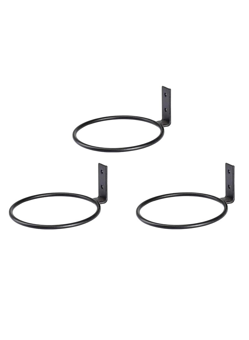 حامل أصيص نباتات معدني معلق على الحائط، شماعة نباتات حديدية معلقة على الحائط، حاملات أواني زهور فنية للخارج 4 بوصة، طقم من 3 - Image 1