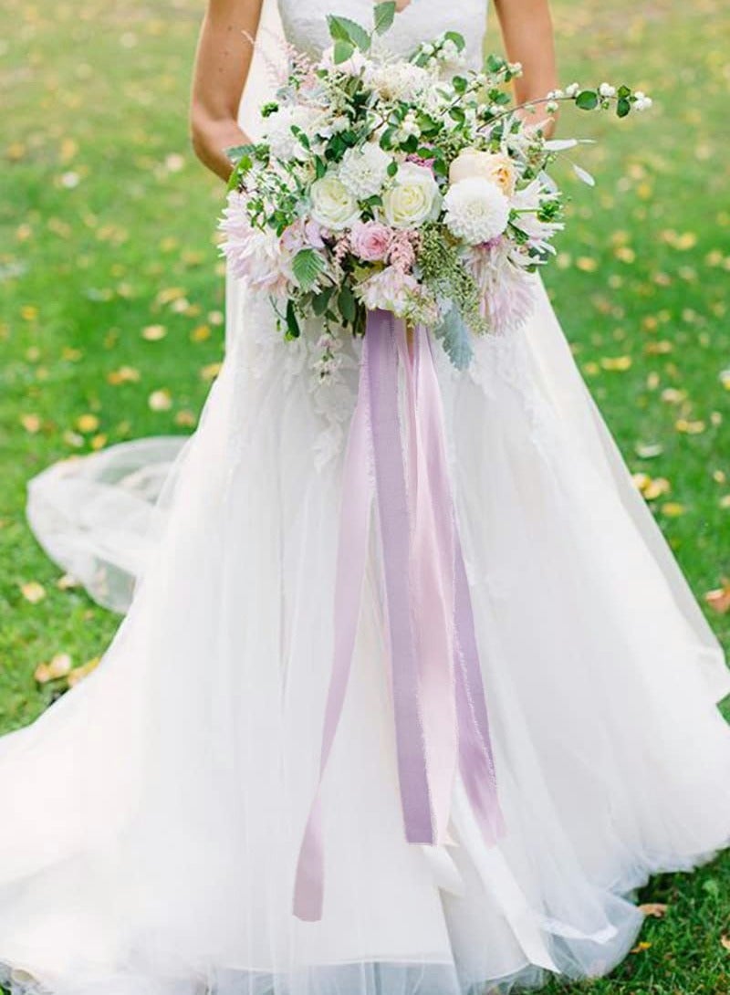 Excefore Handmade Fringe Chiffon Ribbon, 4 Rolls 3.8cm x 5 Yard(5m) Silk Like Ribbon Colorful Rustic Set for Wedding Invitations, Bridal Bouquets, Gifts Wrapping, DIY Crafts - Image 2