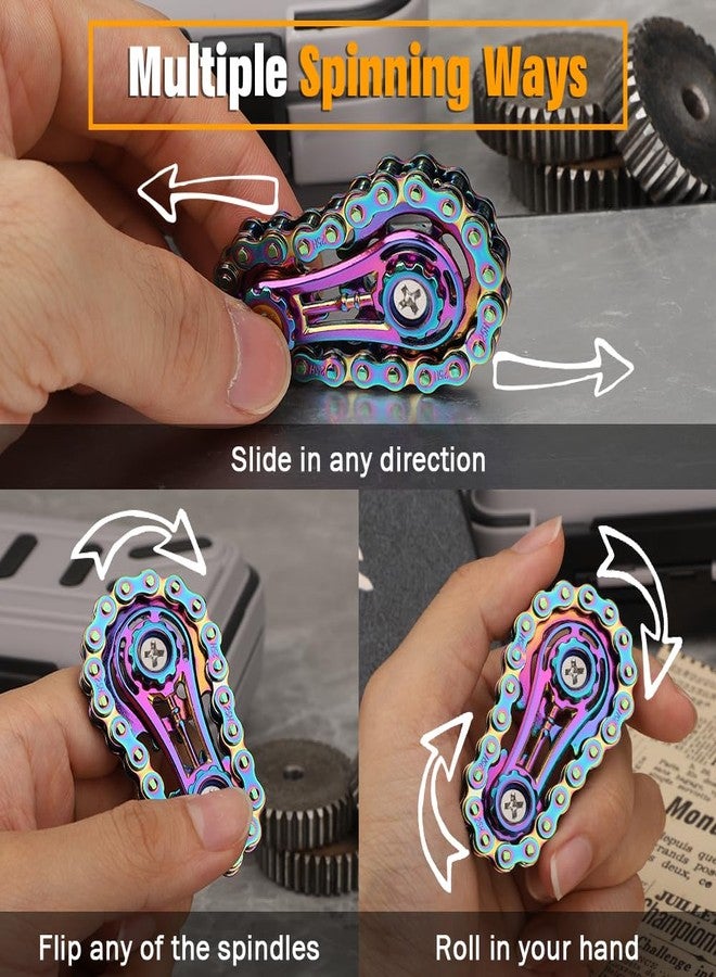 Anzmtosn Gear Fidget Sprockets Hand Roller for Kids Adults, Cool Finger Fidget Spinner Chain Toys Metal Sensory Bike Chain EDC Novelty Toy Pack Pocket Size Gift Pirze for Anxiety Relieve Boredom Autism Rainbow - Image 5