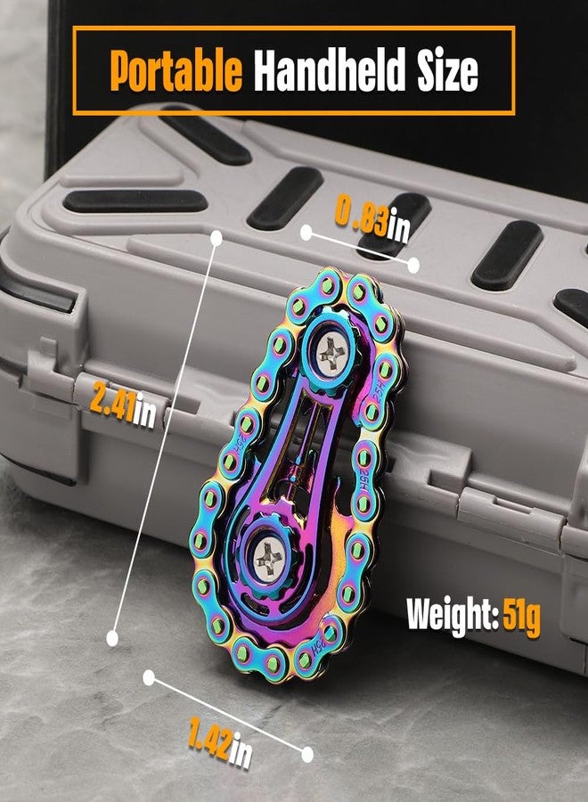 Anzmtosn Gear Fidget Sprockets Hand Roller for Kids Adults, Cool Finger Fidget Spinner Chain Toys Metal Sensory Bike Chain EDC Novelty Toy Pack Pocket Size Gift Pirze for Anxiety Relieve Boredom Autism Rainbow - Image 2