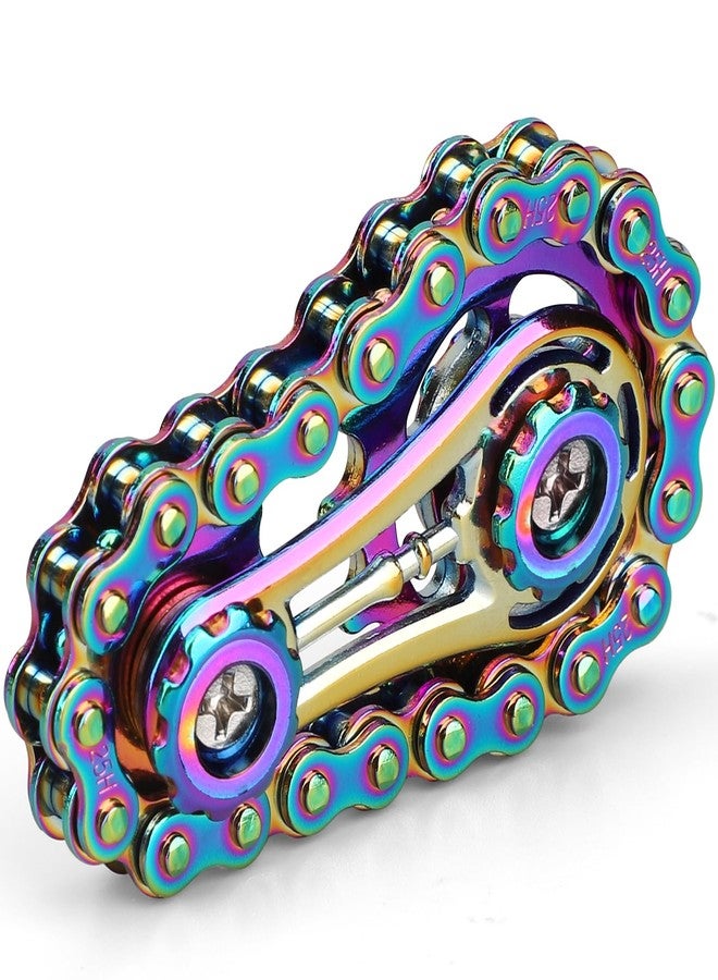 Anzmtosn Gear Fidget Sprockets Hand Roller for Kids Adults, Cool Finger Fidget Spinner Chain Toys Metal Sensory Bike Chain EDC Novelty Toy Pack Pocket Size Gift Pirze for Anxiety Relieve Boredom Autism Rainbow - Image 1