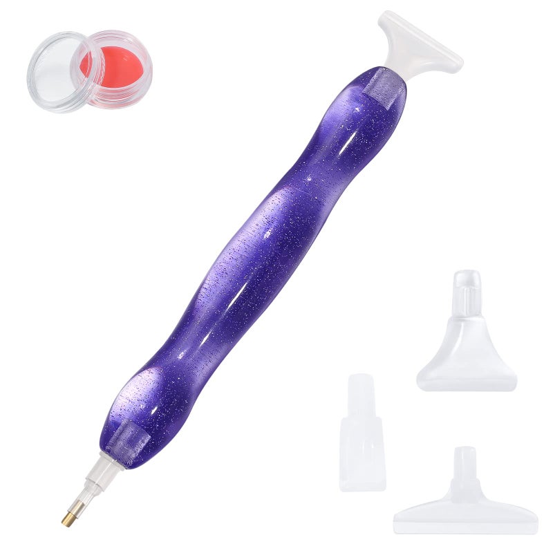 RovyFota Diamond Painting Pen, Handmade Resin Diamond Painting Pens with Glue Clay and Various Tips, More Comfortable and Faster, 5D Diamond Painting Tools for Diamond Paintings Hobby (Sky Purple) - Image 1