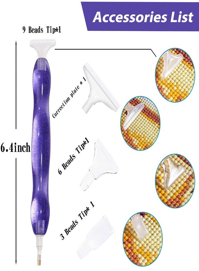 RovyFota Diamond Painting Pen, Handmade Resin Diamond Painting Pens with Glue Clay and Various Tips, More Comfortable and Faster, 5D Diamond Painting Tools for Diamond Paintings Hobby (Sky Purple) - Image 2