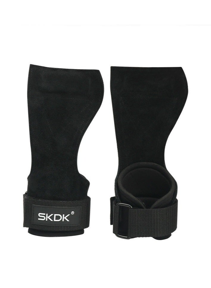 SKDK 2 Pack Wrist Straps for Weightlifting,Double Layer Leather Weightlifting Wrist Strap for Deadlift and Powerlifting, Adjustable Padded Gym Workout Lifting Wrist Gym Lifting Straps Black - Image 3