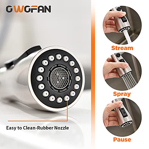 OWOFAN Brushed Nickel Kitchen Faucets with Pull Down Sprayer Kitchen Sink Faucet with Pull Out Sprayer Single Hole Deck Mount Single Handle Stainless Steel Grifos De Cocina 866068SN - Image 4