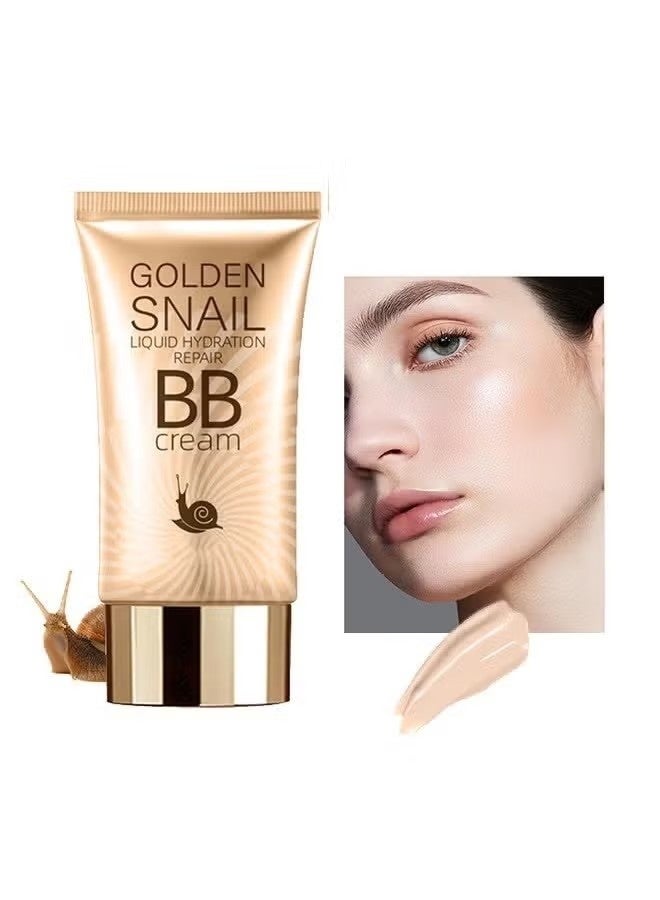 إيلهو جولدن سنزون سائل مرطب إصلاح BB كريم - حلزون طبيعي BB كريم 50 مل ، تغطية كاملة BB كريم طويل الأمد مقاوم للماء للتحكم في الزيت خافي الأساس كريم أساس طبيعي مكياج للنساء # 01 - Image 1