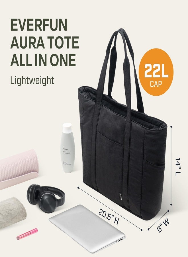 إيفر فن حقيبة يد كبيرة من إيفر فن للنساء، حقيبة رياضية فائقة النعومة، حقيبة يوغا يومية قابلة للغسل بسحاب، مناسبة للسفر، للممرضات، لعطلات نهاية الأسبوع، للشاطئ، للعمل مع الكمبيوتر المحمول، لون أسود - Image 4
