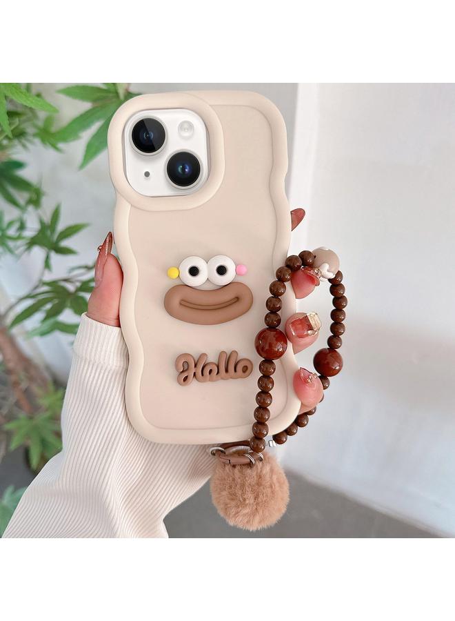 اس-توب جراب لهاتف iPhone 13 من مادة TPU بتصميم فم نقانق كرتونية مع سلسلة من الخرز - Image 1