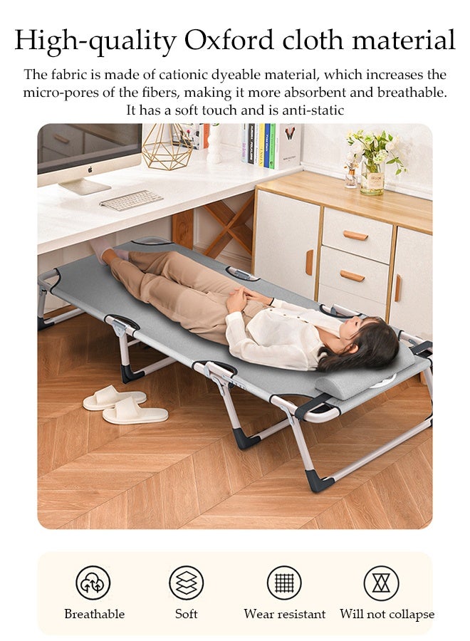 DUNISO Portable Folding Bed with Pillow, Thickened Mattress, Skin-Friendly Fabric, Easy to Fold and Store, Large Single Bed with Strong Sturdy Frame for Home and Office (176*55.8cm) - Image 5